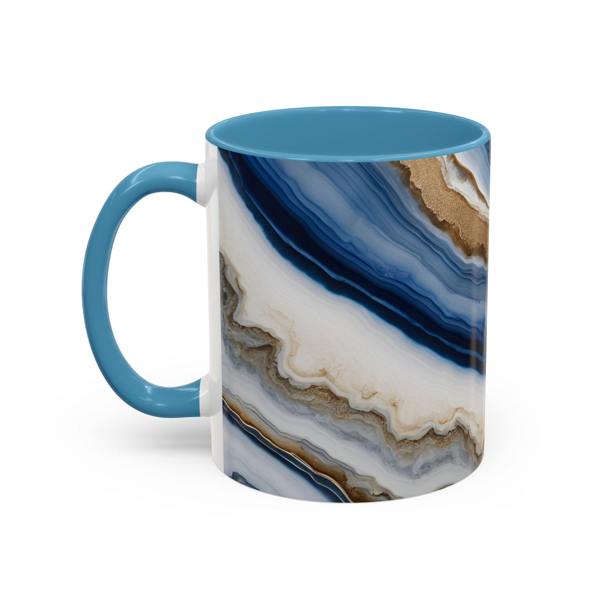 Blue Agate Accent Coffee Mug — Marble Stone Pattern 11/15oz