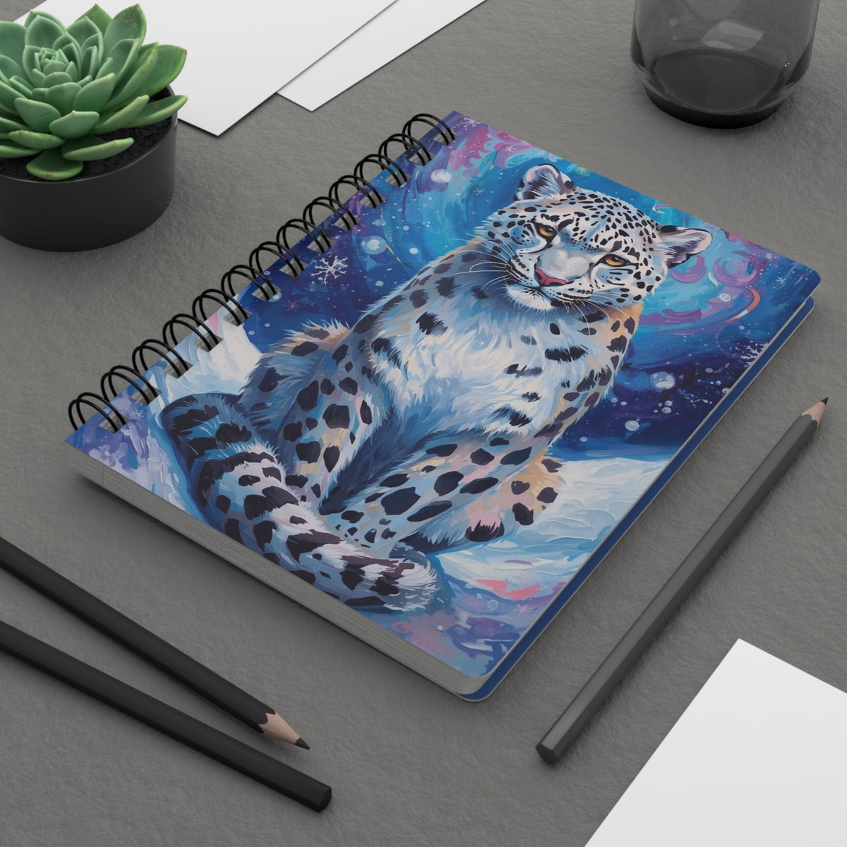 Mystical Snow Leopard Spiral Bound Journal