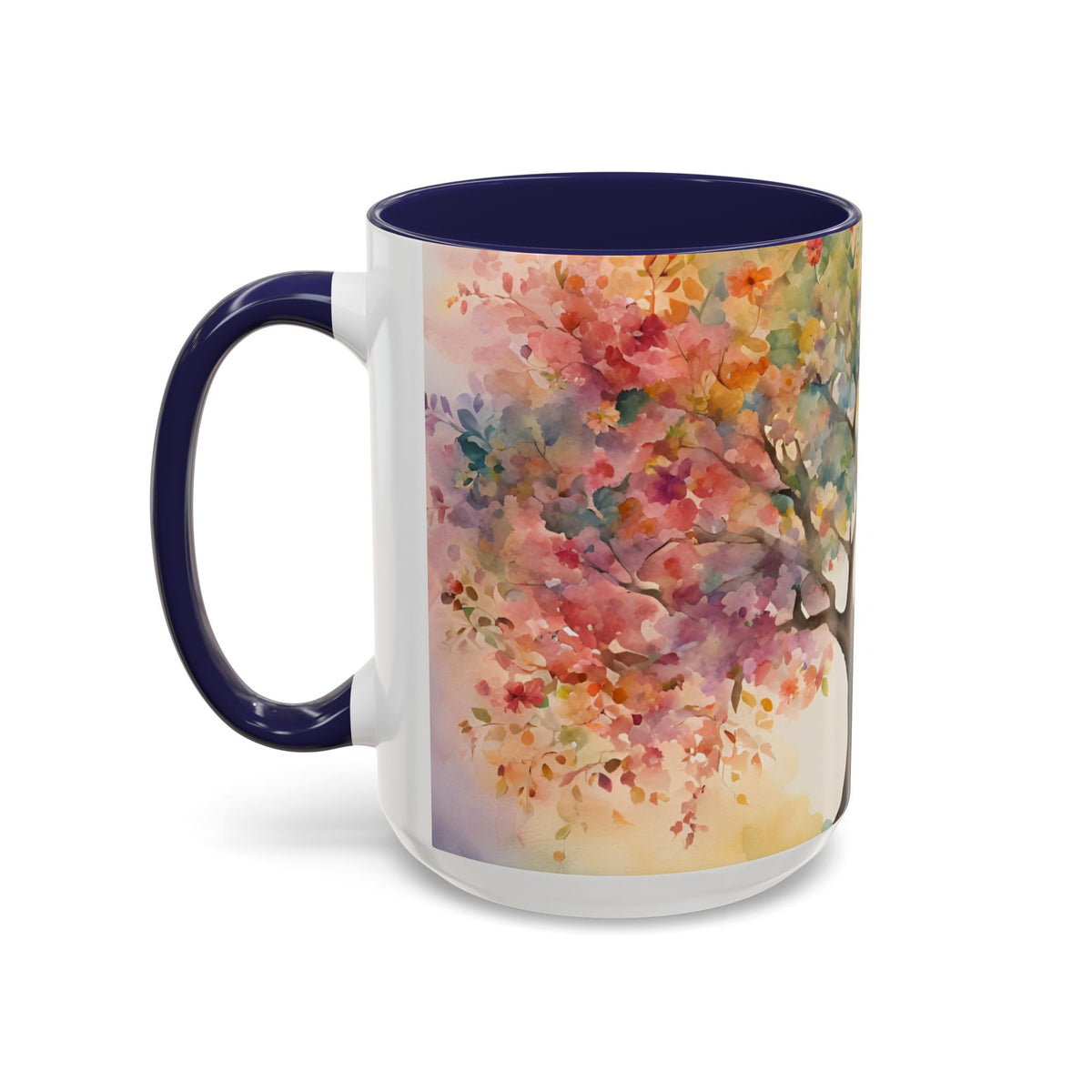 Watercolor Tree Accent Coffee Mug — Colorful Nature Art 11/15oz