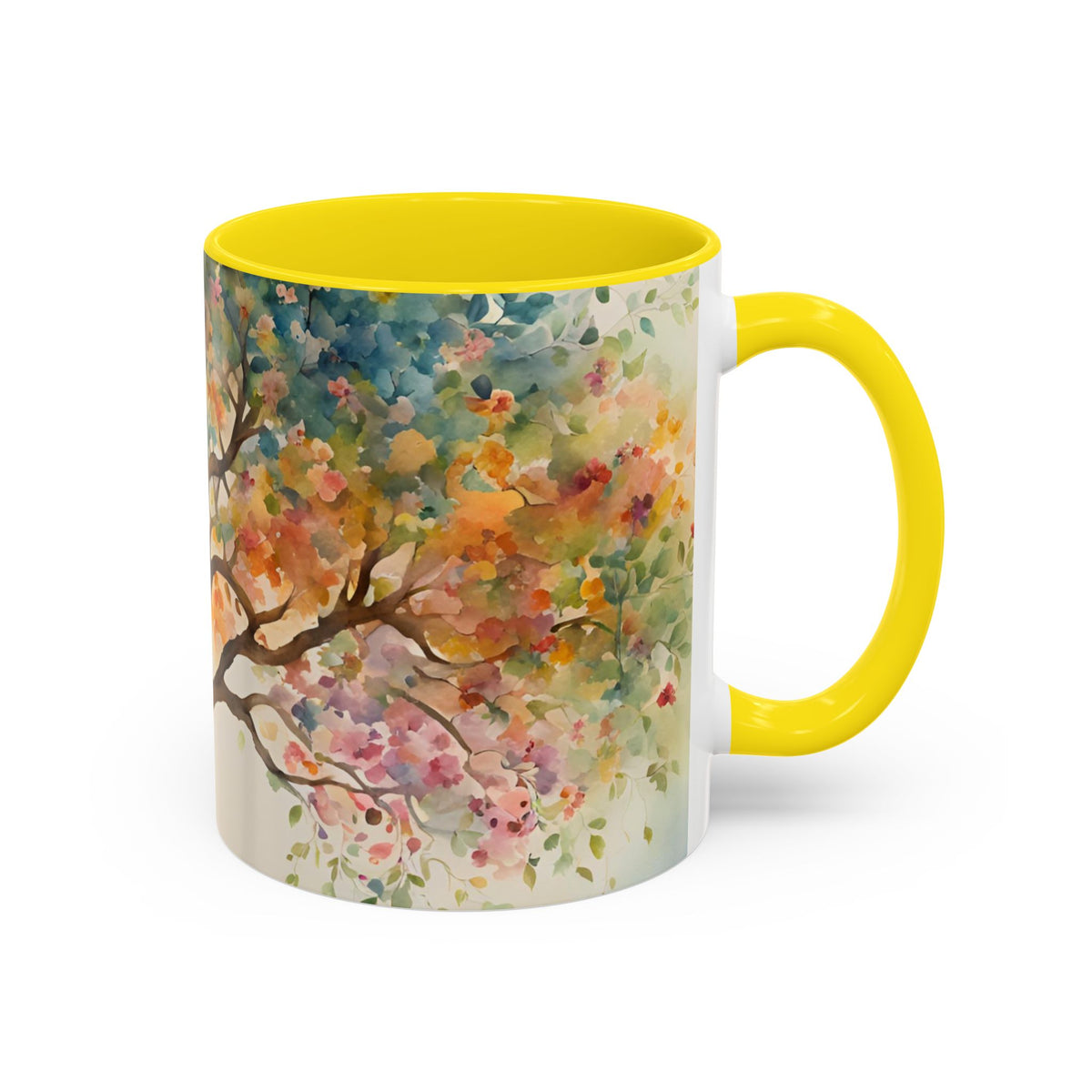 Watercolor Tree Accent Coffee Mug — Colorful Nature Art 11/15oz