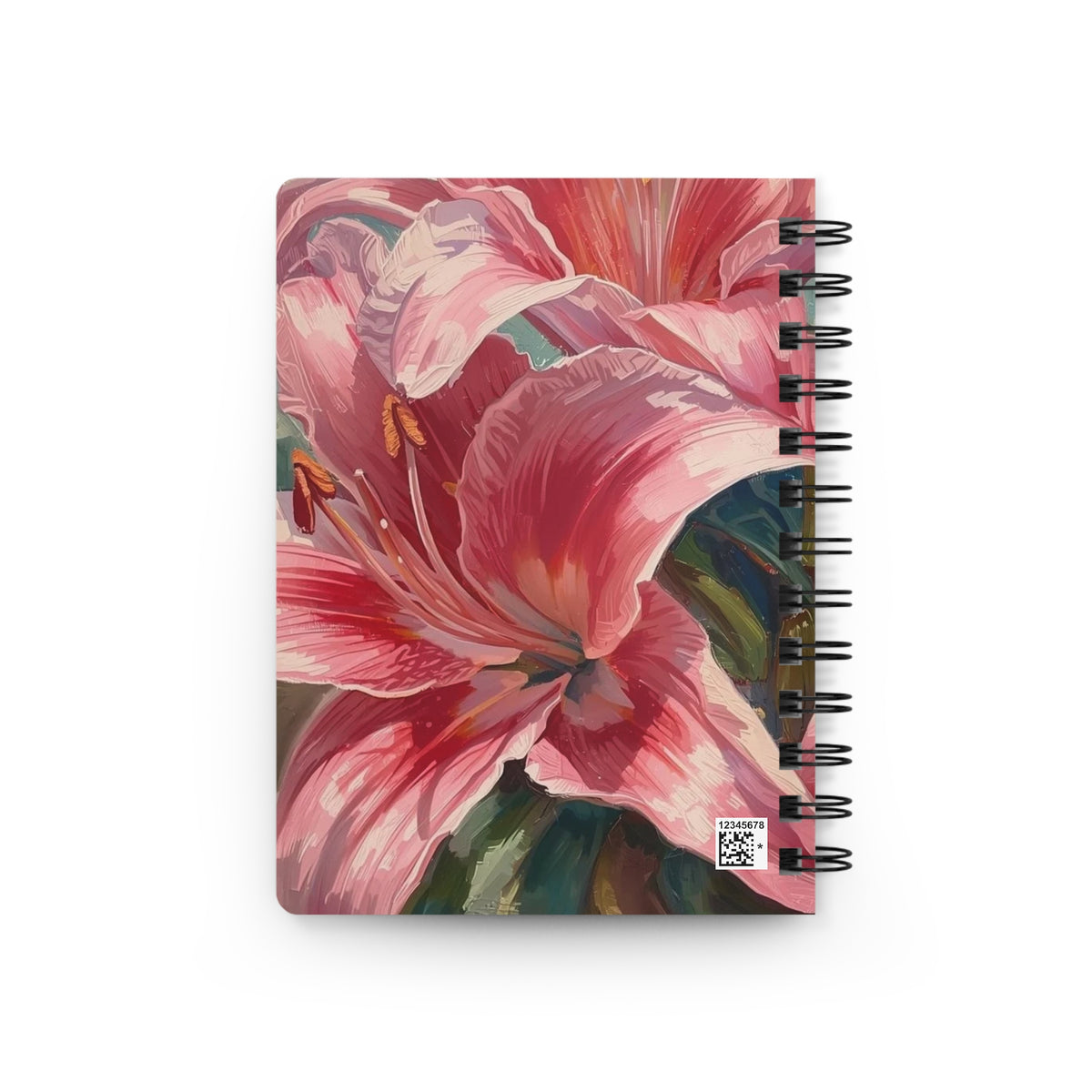 Pink Lily Floral Spiral Bound Journal