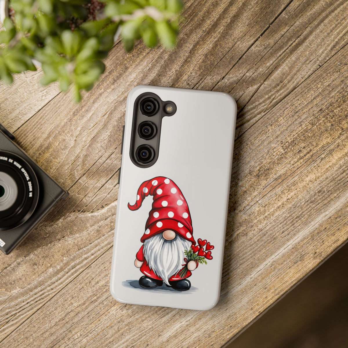 Valentine Gnome Phone Case — Cute Polka Dot Red Gnome Protective Case
