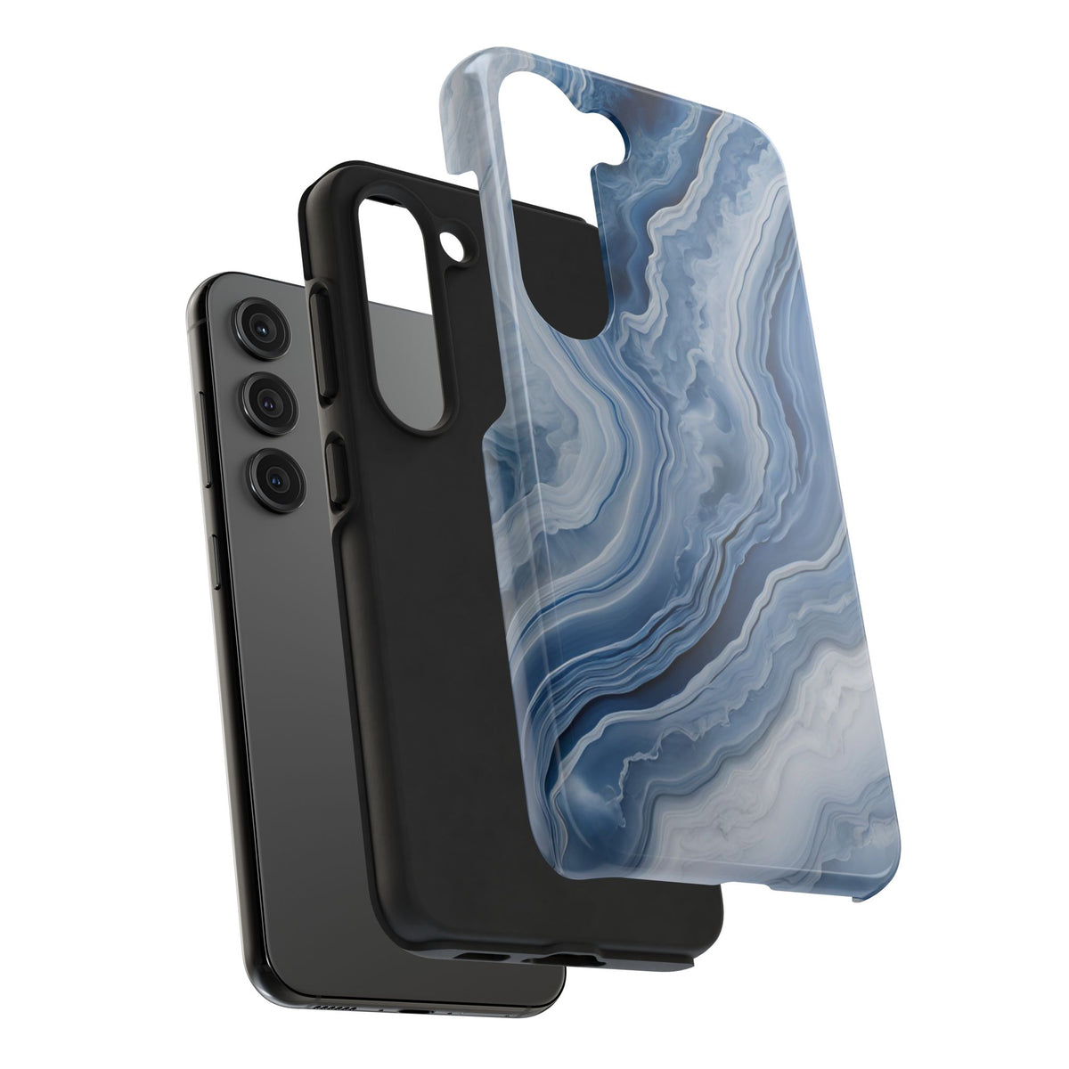 Blue Lace Agate Tough Phone Case — Marble Stone Protective Phone Cover