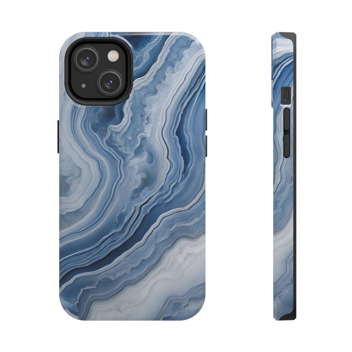 Blue Lace Agate Tough Phone Case — Marble Stone Protective Phone Cover