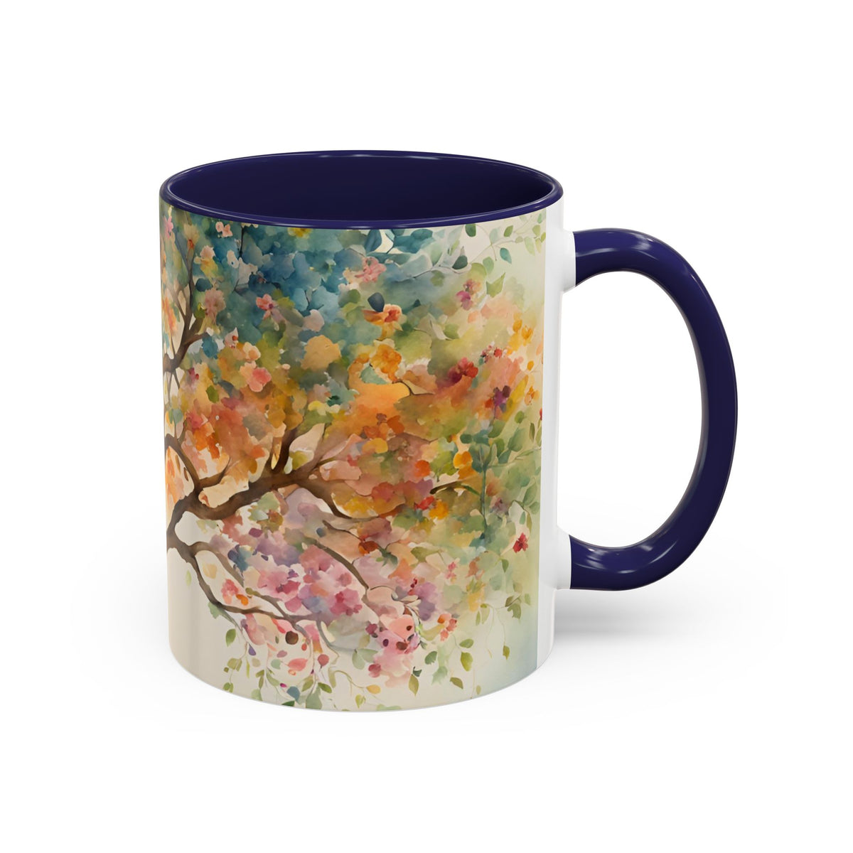 Watercolor Tree Accent Coffee Mug — Colorful Nature Art 11/15oz