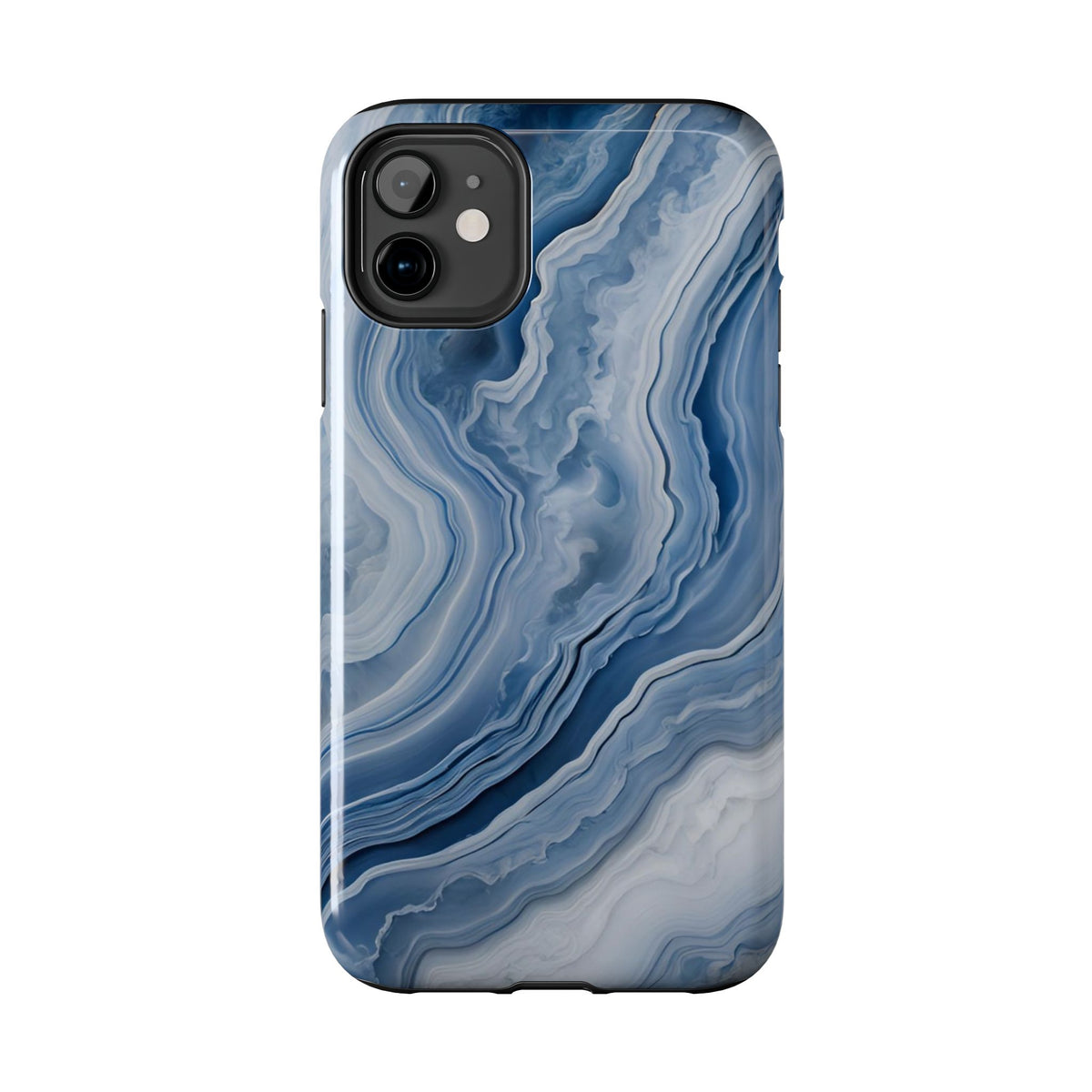 Blue Lace Agate Tough Phone Case — Marble Stone Protective Phone Cover