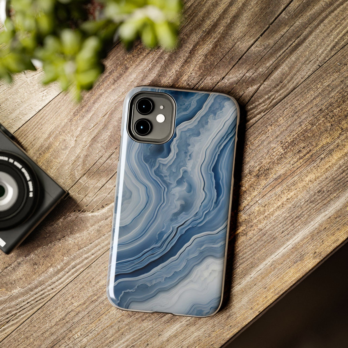 Blue Lace Agate Tough Phone Case — Marble Stone Protective Phone Cover