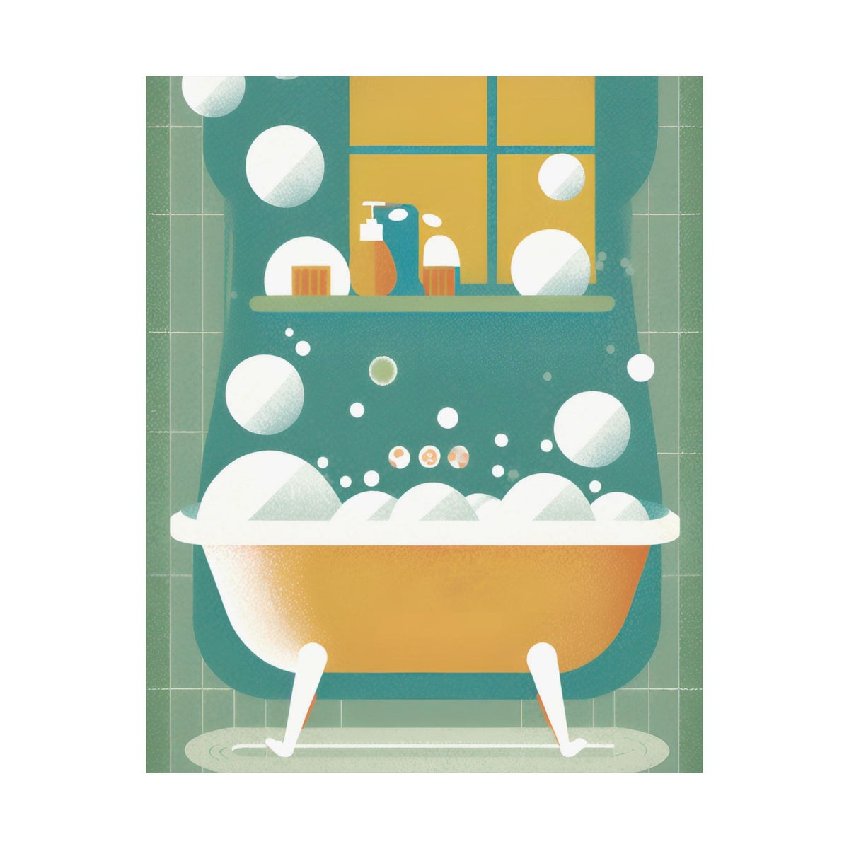 Bathroom Bubble Bath Poster — Matte Vertical Home Wall Art