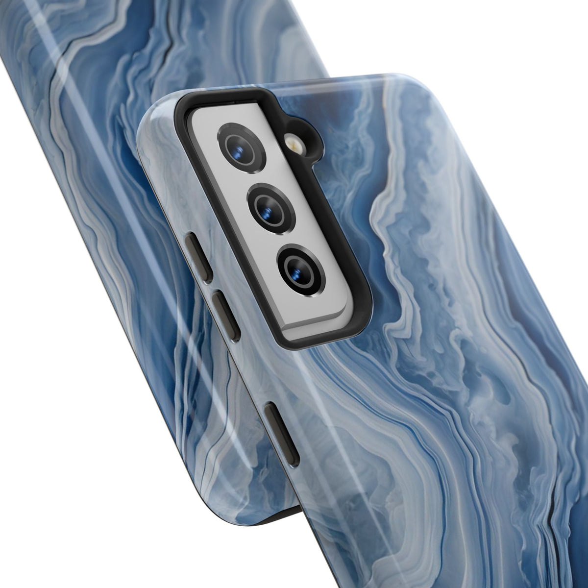 Blue Lace Agate Tough Phone Case — Marble Stone Protective Phone Cover