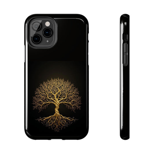 Golden Tree of Life Tough Phone Case — Protective iPhone Case with Intricate Roots Design