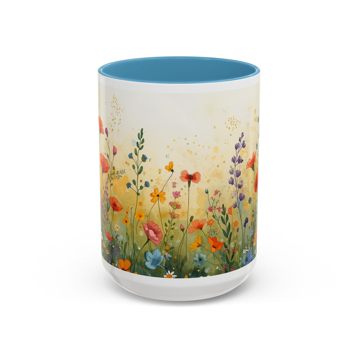 Floral Meadow Accent Coffee Mug — Watercolor Wildflower 11/15oz