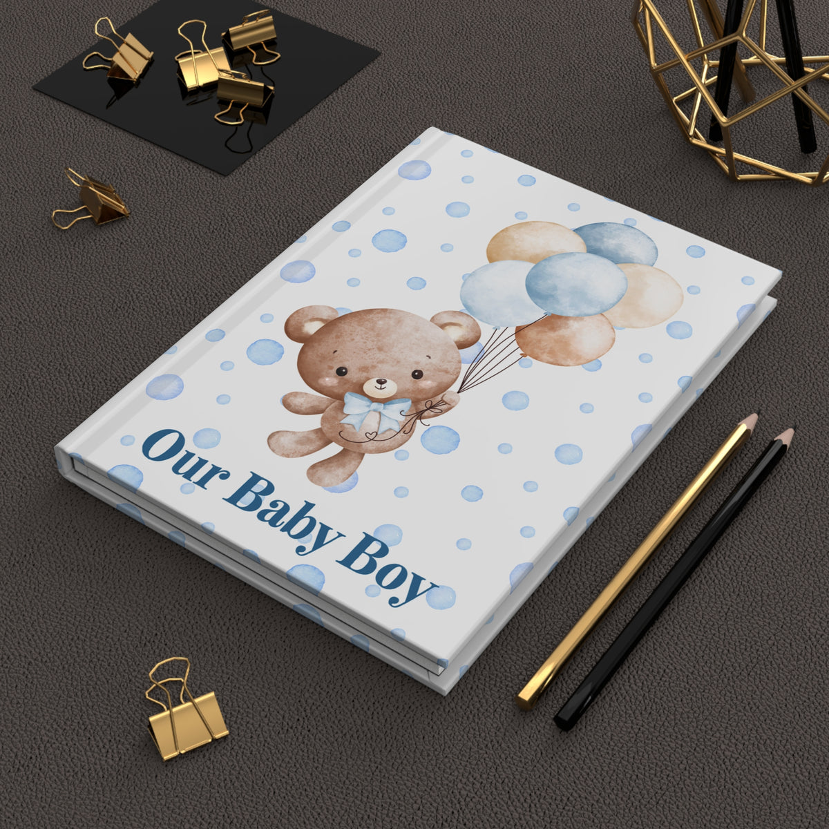 Blue Teddy Bear Baby Shower Keepsake