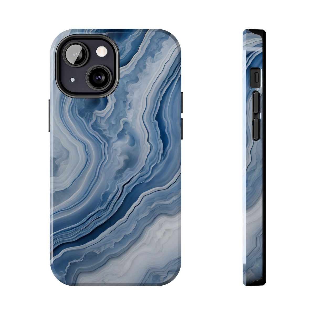 Blue Lace Agate Tough Phone Case — Marble Stone Protective Phone Cover