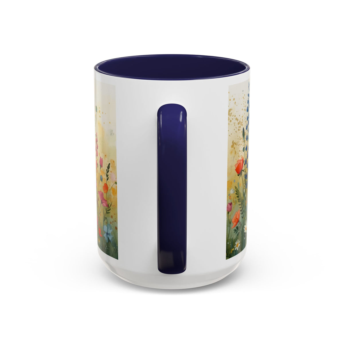 Floral Meadow Accent Coffee Mug — Watercolor Wildflower 11/15oz
