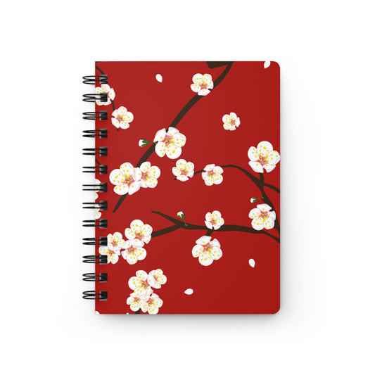 Cherry Blossom Spiral Journal — Floral Red Notebook for Notes & Journaling
