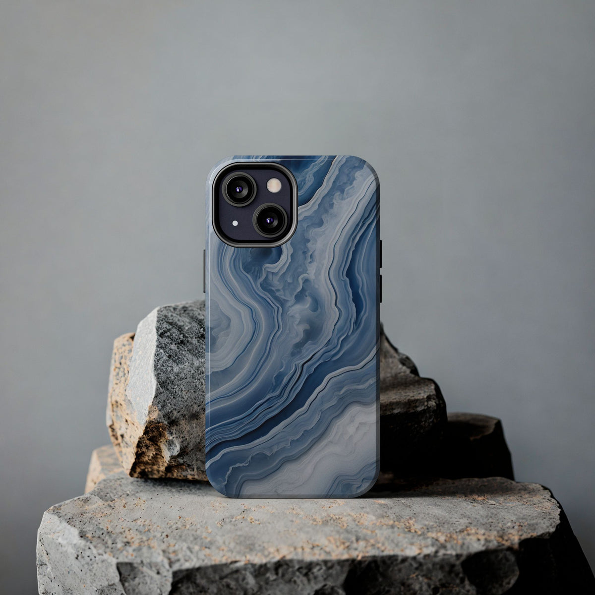 Blue Lace Agate Tough Phone Case — Marble Stone Protective Phone Cover