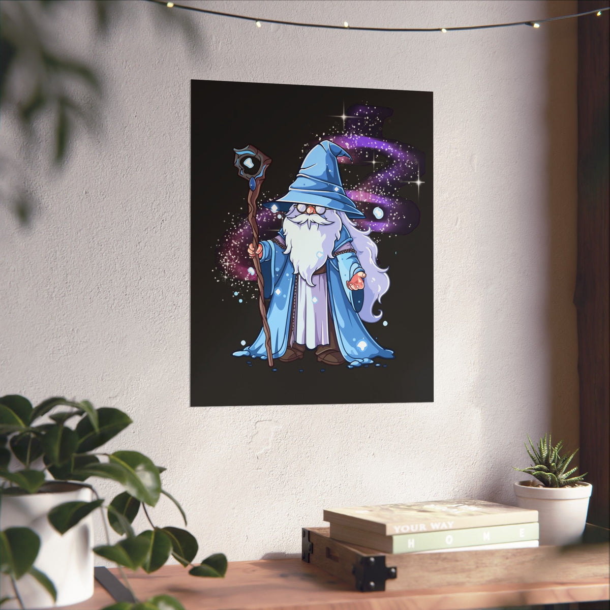 Wizard Poster — Cute Blue Wizard Matte Vertical Art Print