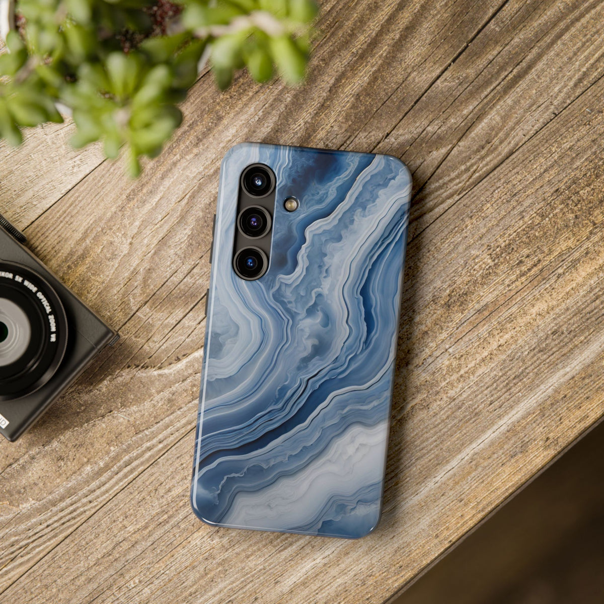 Blue Lace Agate Tough Phone Case — Marble Stone Protective Phone Cover