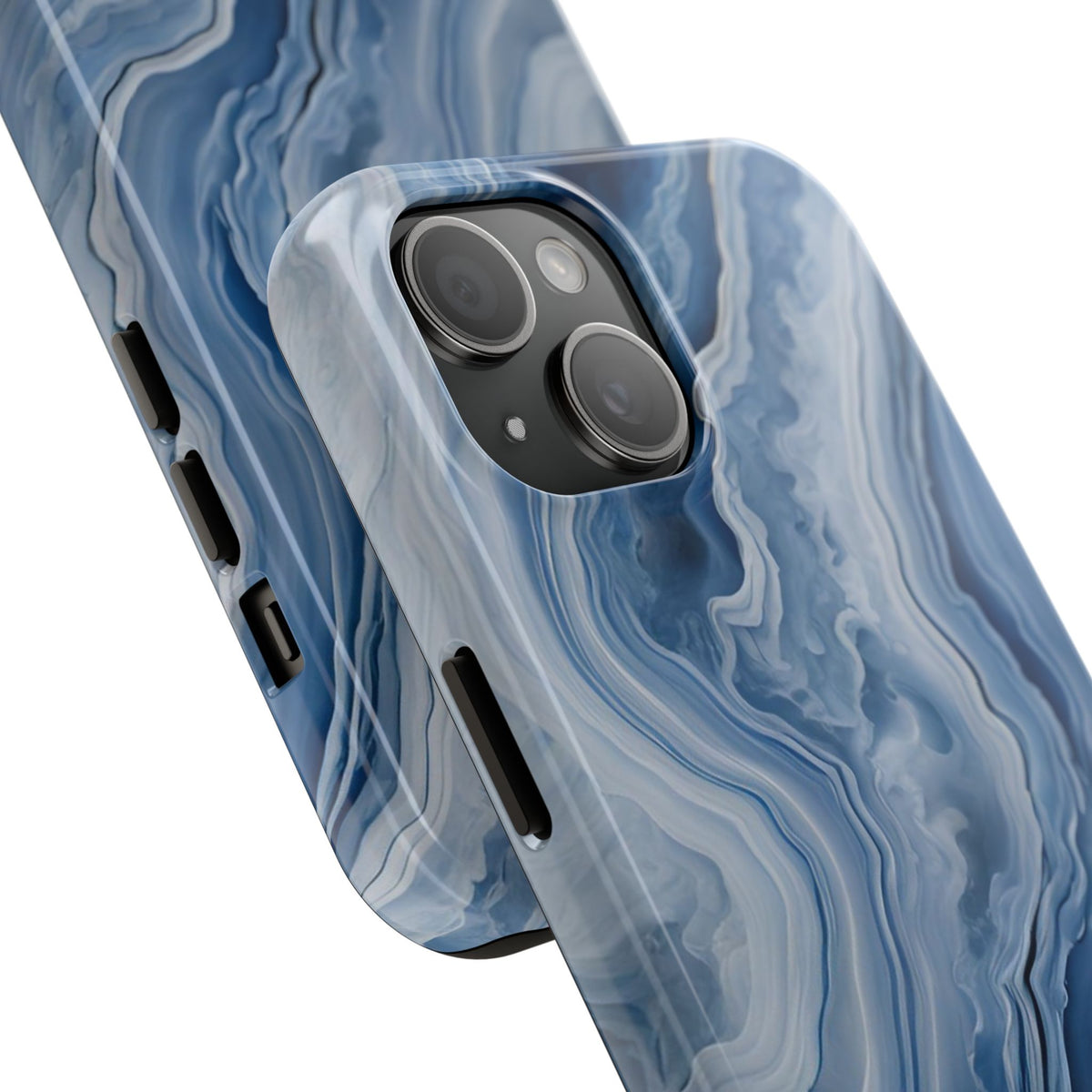 Blue Lace Agate Tough Phone Case — Marble Stone Protective Phone Cover
