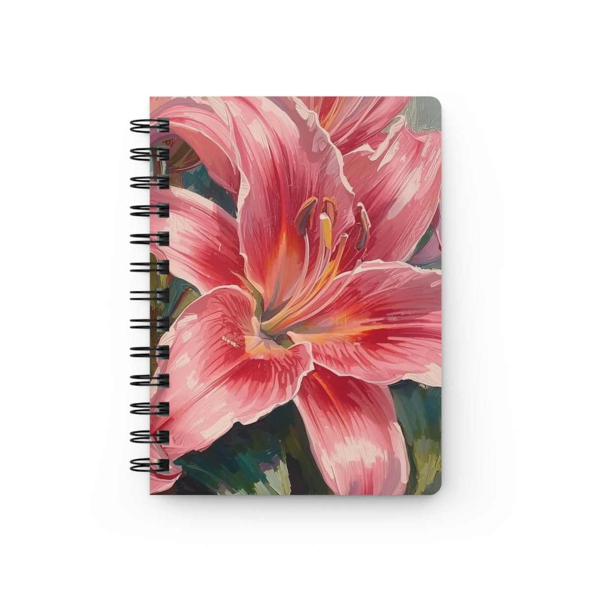 Pink Lily Floral Spiral Bound Journal