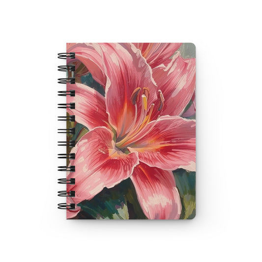 Pink Lily Floral Spiral Bound Journal