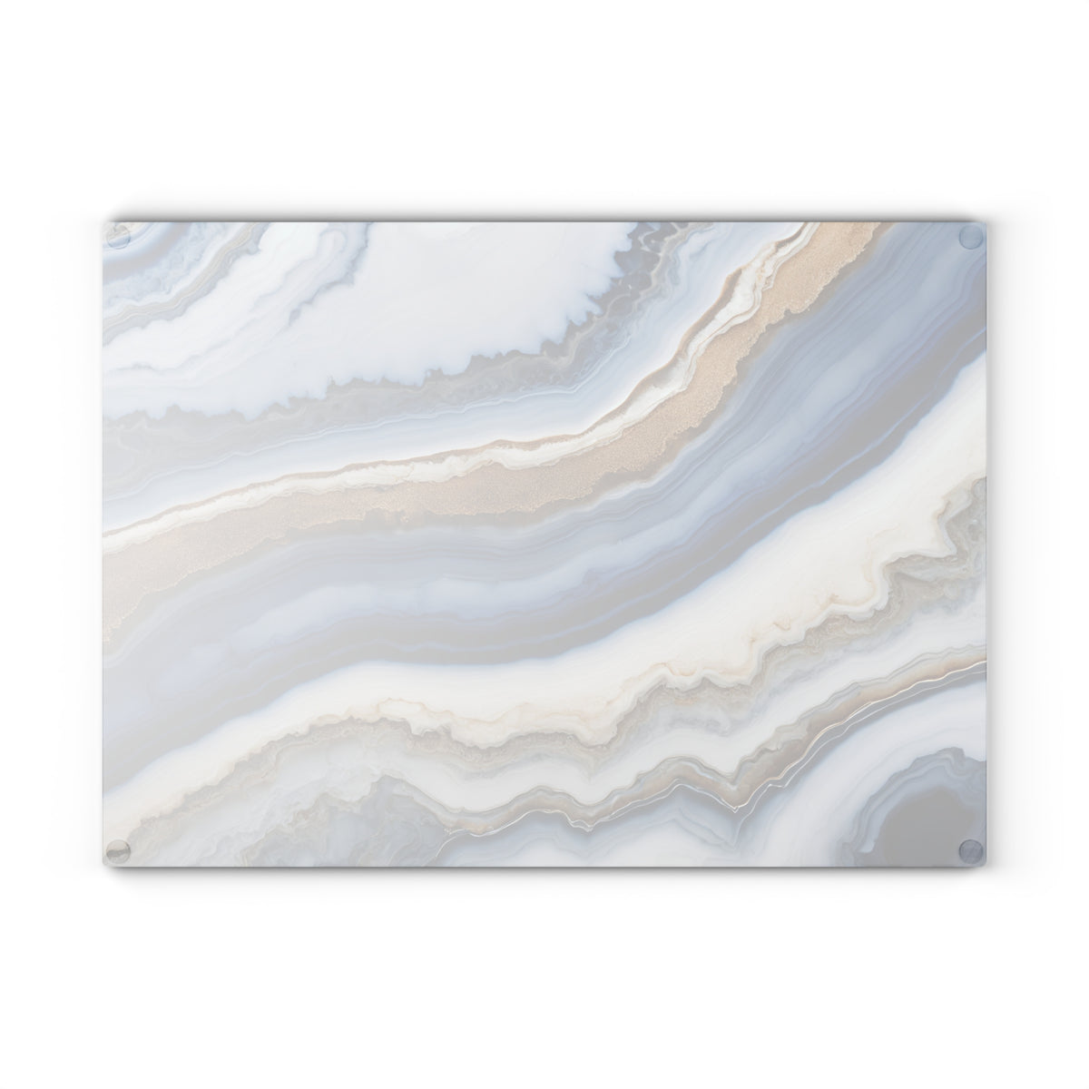 Glass Cutting Board - Blue & Gold Agate Pattern Decorative Chopping Board