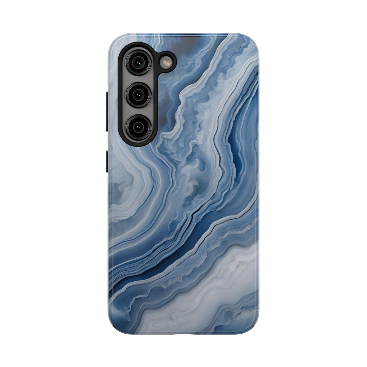 Blue Lace Agate Tough Phone Case — Marble Stone Protective Phone Cover