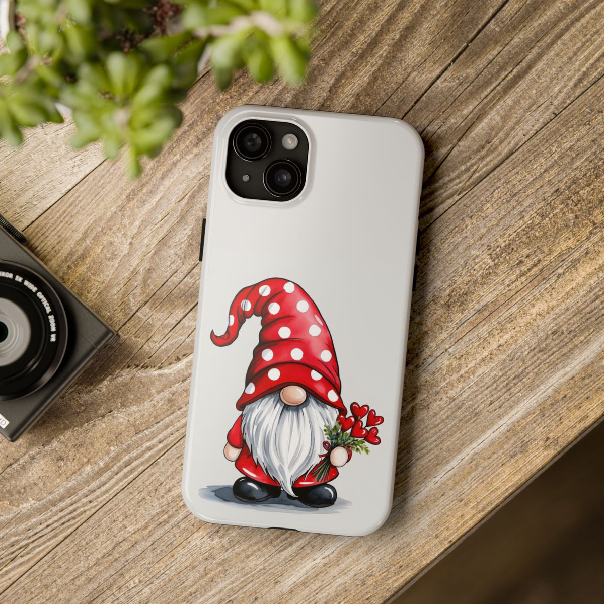 Valentine Gnome Phone Case — Cute Polka Dot Red Gnome Protective Case