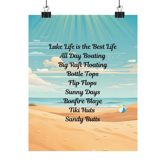 Beach Life Poster — "Lake Life is the 'Best' Life" Matte Vertical Art Print