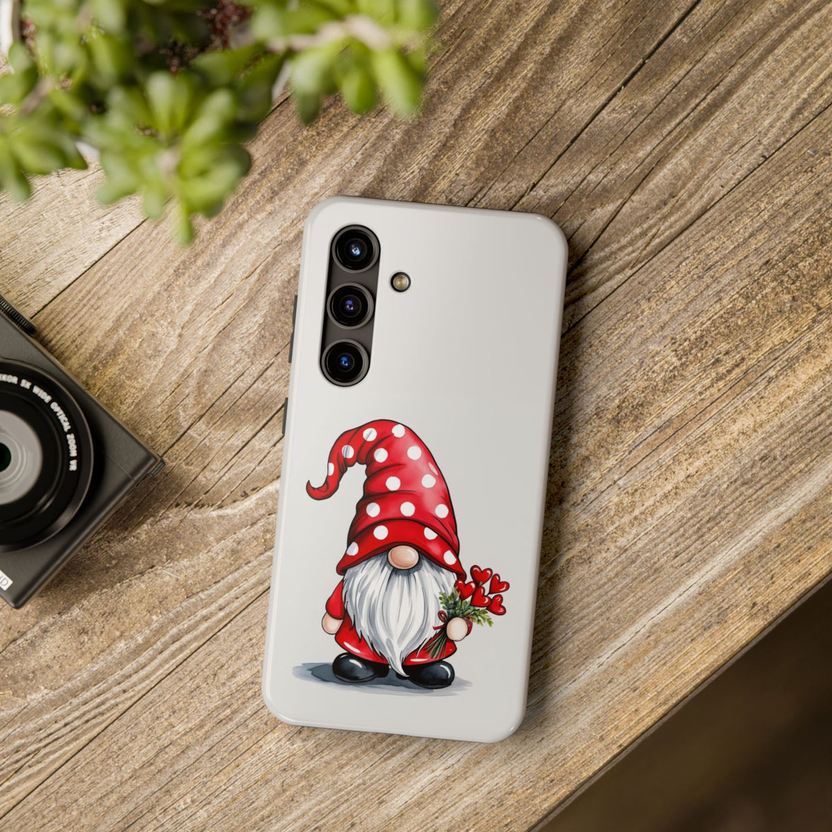 Valentine Gnome Phone Case — Cute Polka Dot Red Gnome Protective Case