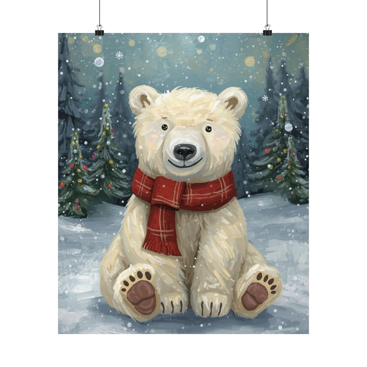 Winter Polar Bear Poster — Cute Christmas Wall Art
