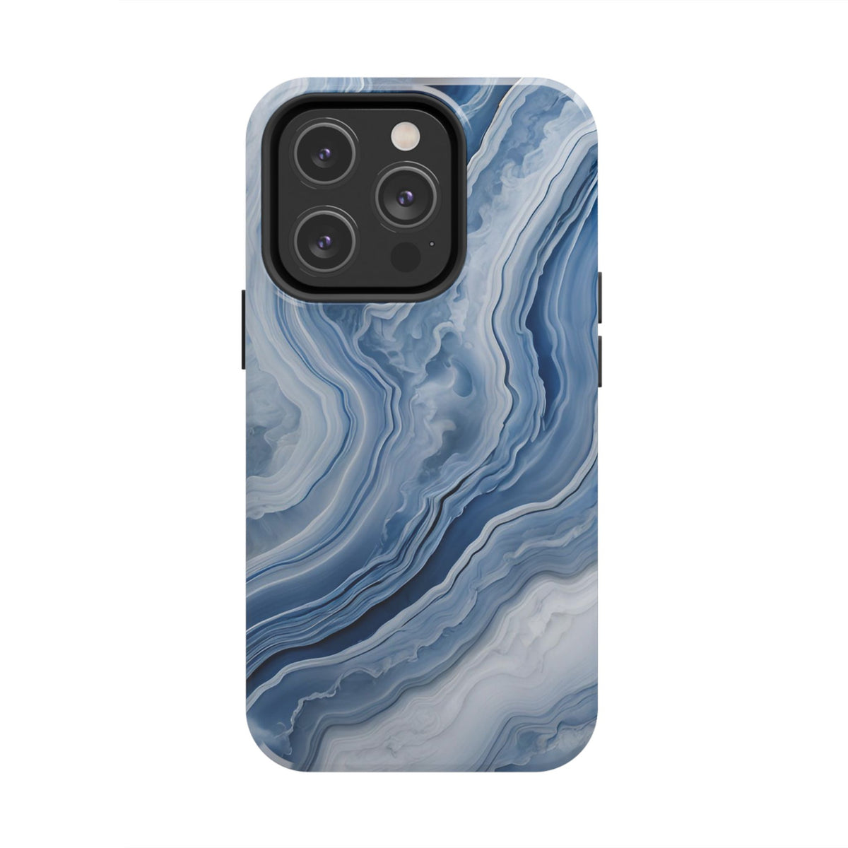 Blue Lace Agate Tough Phone Case — Marble Stone Protective Phone Cover