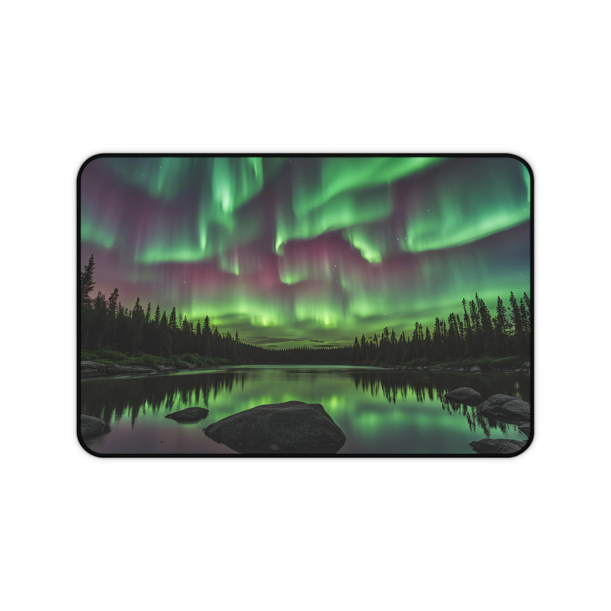Aurora Borealis Desk Mat — Northern Lights Landscape Mouse Pad