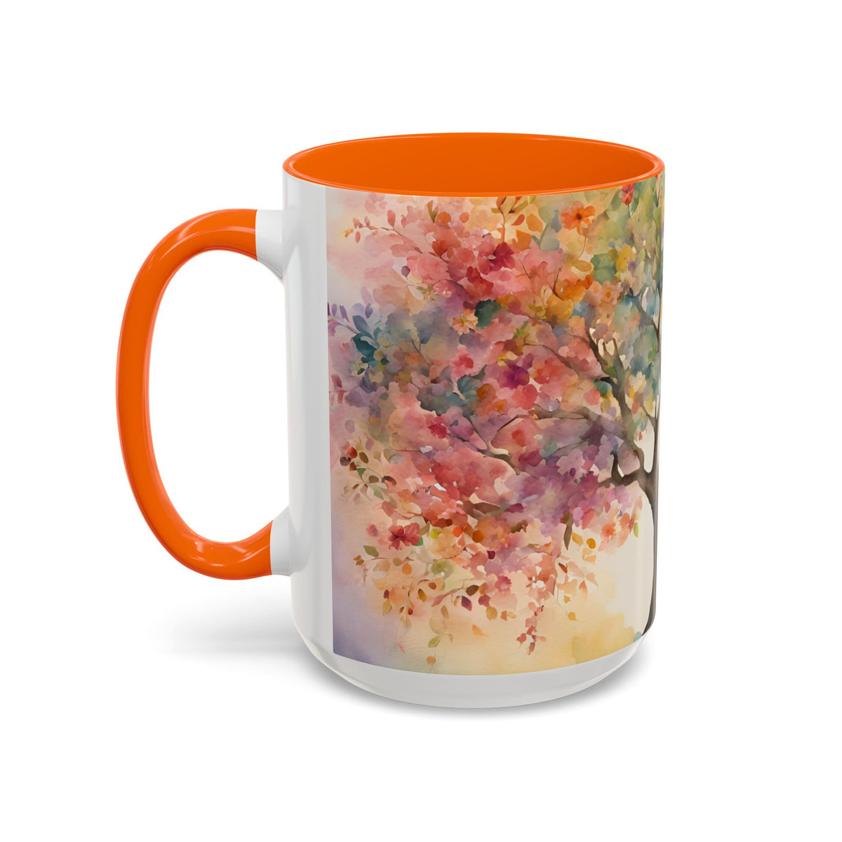 Watercolor Tree Accent Coffee Mug — Colorful Nature Art 11/15oz