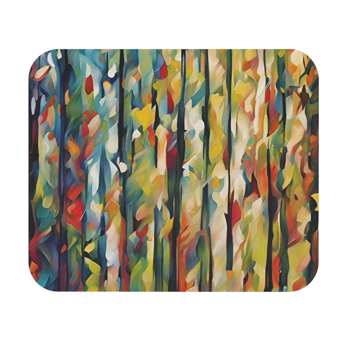 Abstract Forest Mouse Pad — Colorful Autumn Trees
