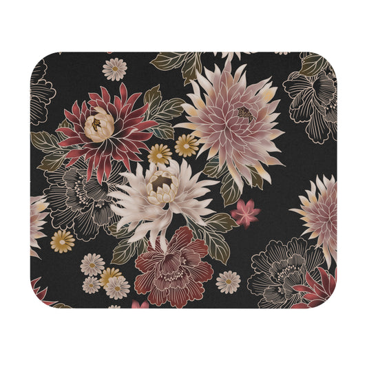 Floral Vintage Black Rectangle Mouse Pad