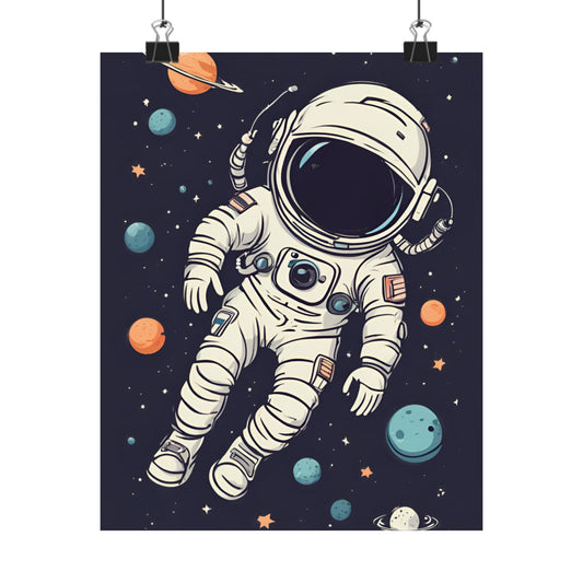 Astronaut Space Poster - Matte Vertical Space Explorer Wall Art