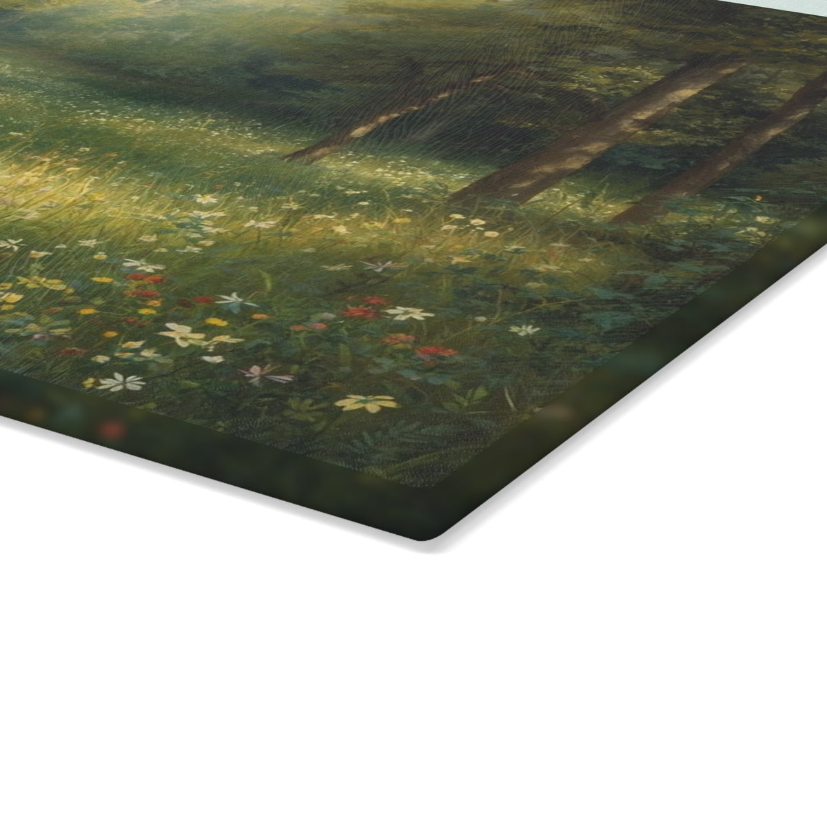 Glass Cutting Board - Tranquil Forest Meadow Art