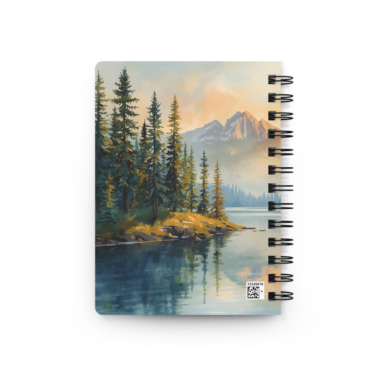 Spiral Notebook — Tranquil Mountain Lake Journal, Pine Forest Sunrise Writing Notebook