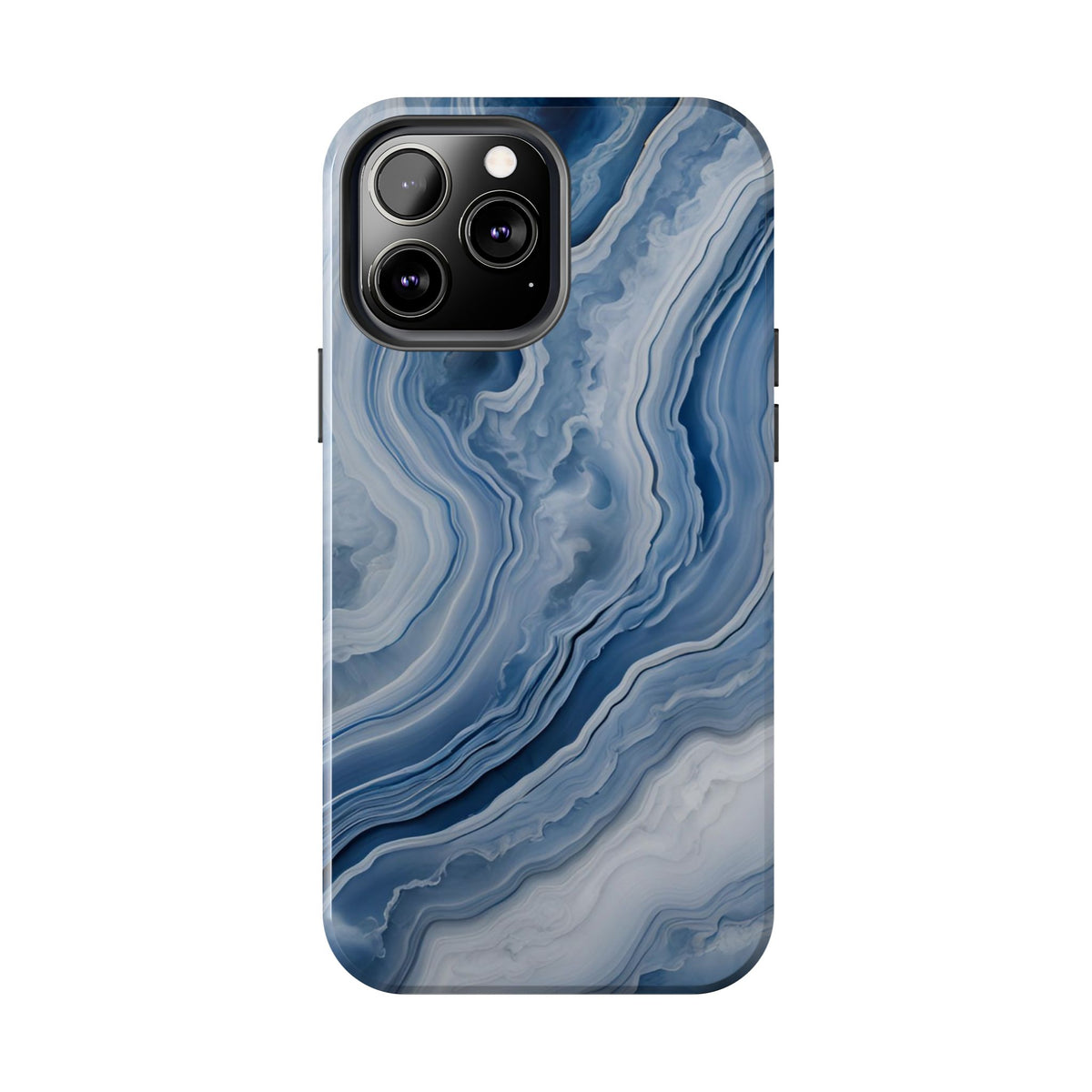 Blue Lace Agate Tough Phone Case — Marble Stone Protective Phone Cover
