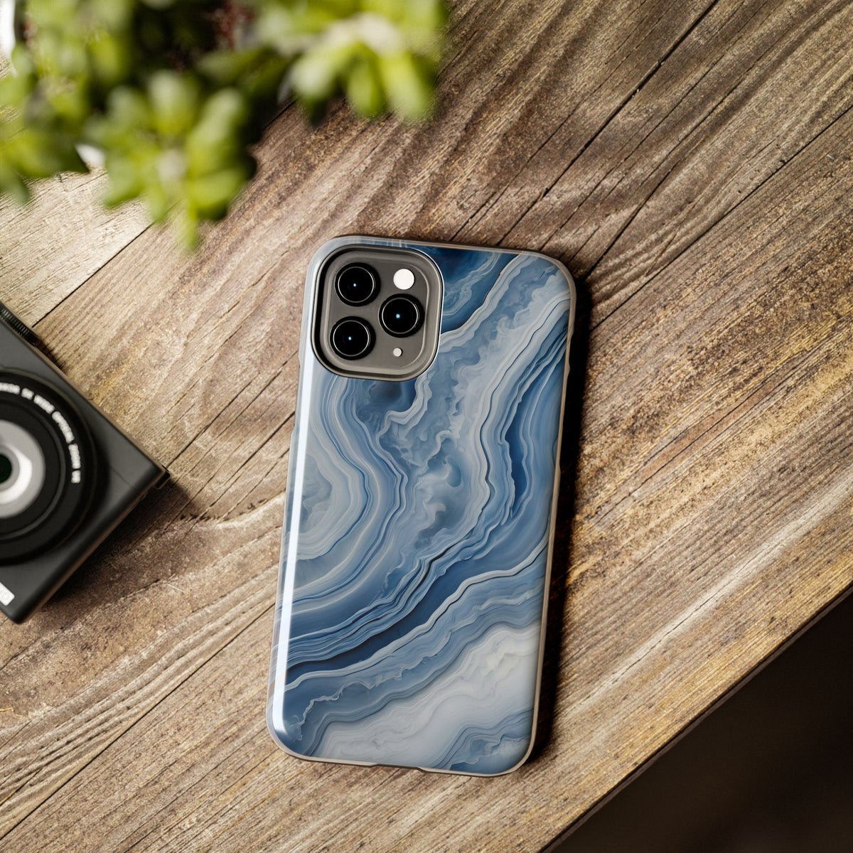 Blue Lace Agate Tough Phone Case — Marble Stone Protective Phone Cover