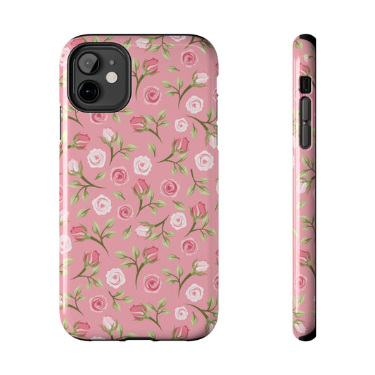 Floral Rose Phone Case — Pink Vintage Blossom Tough Case
