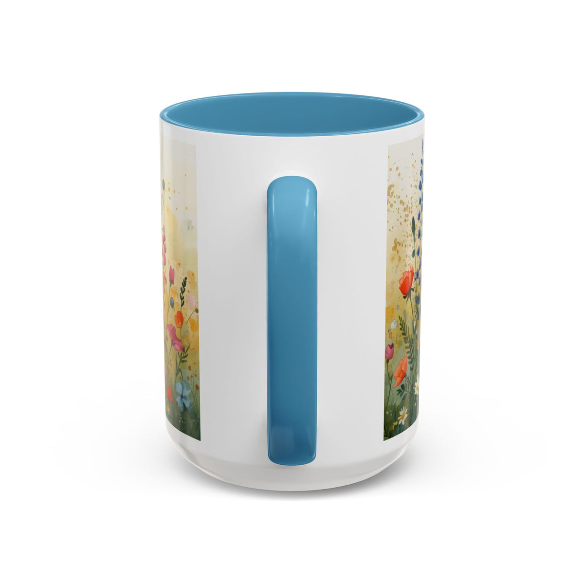 Floral Meadow Accent Coffee Mug — Watercolor Wildflower 11/15oz