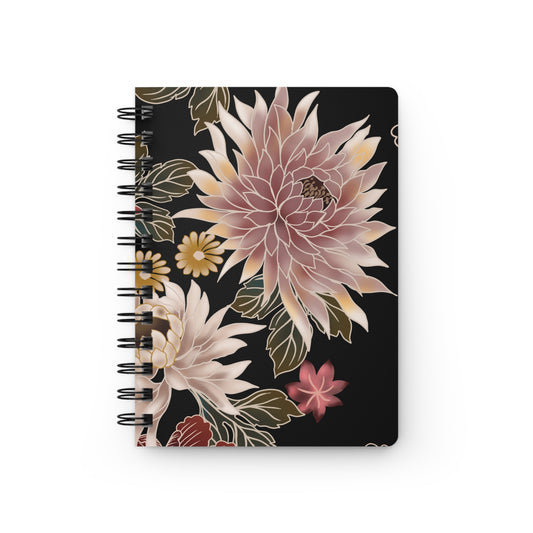 Floral Noir Spiral Journal — Elegant Dark Floral Notebook