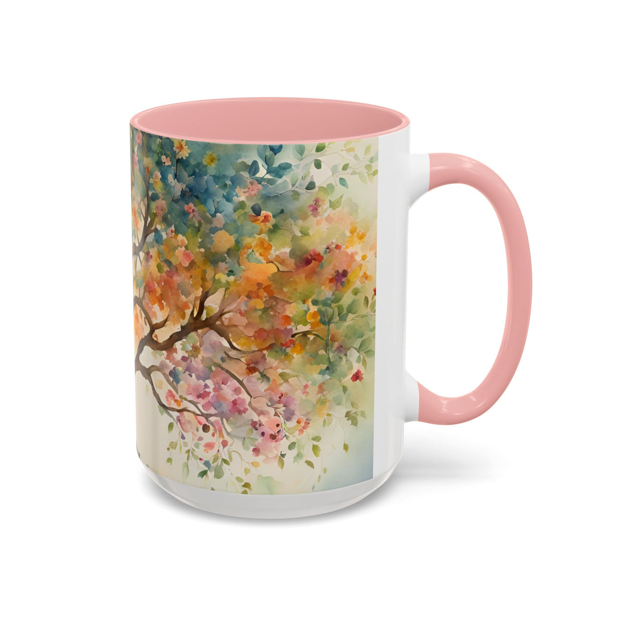 Watercolor Tree Accent Coffee Mug — Colorful Nature Art 11/15oz