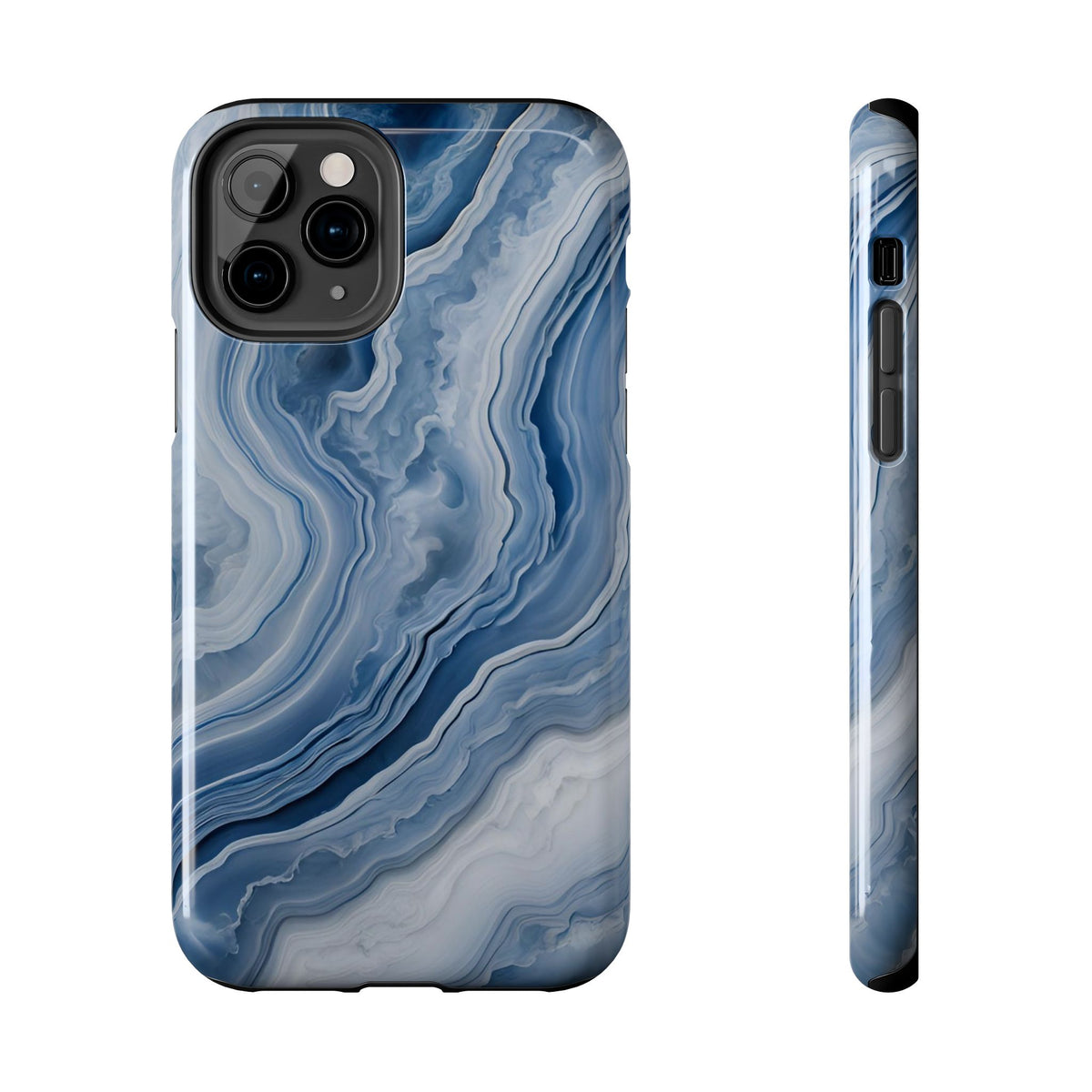 Blue Lace Agate Tough Phone Case — Marble Stone Protective Phone Cover