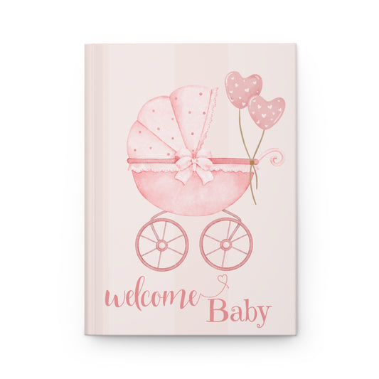 Welcome Baby Pink Hardcover Keepsake Baby Shower Guestbook & Newborn Memory Book