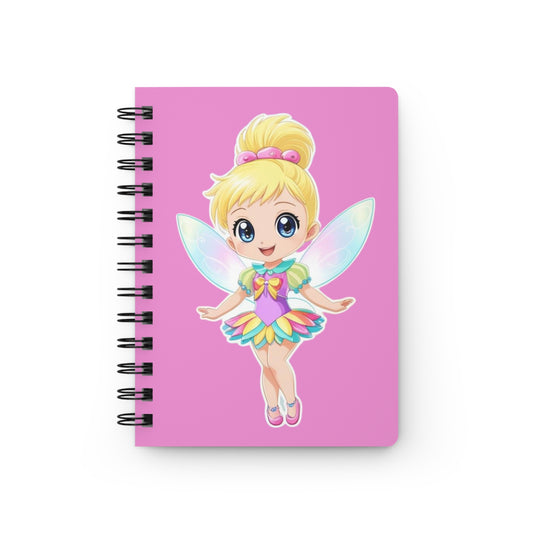 Cute Pink Fairy Journal for Kids, Cute Fairy Princess Spiral Notebook