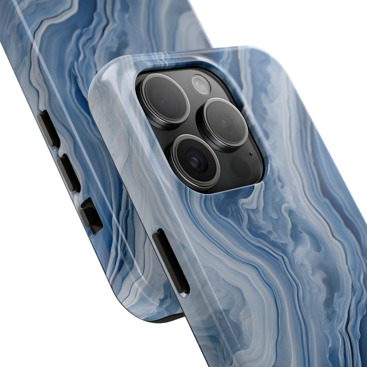 Blue Lace Agate Tough Phone Case — Marble Stone Protective Phone Cover