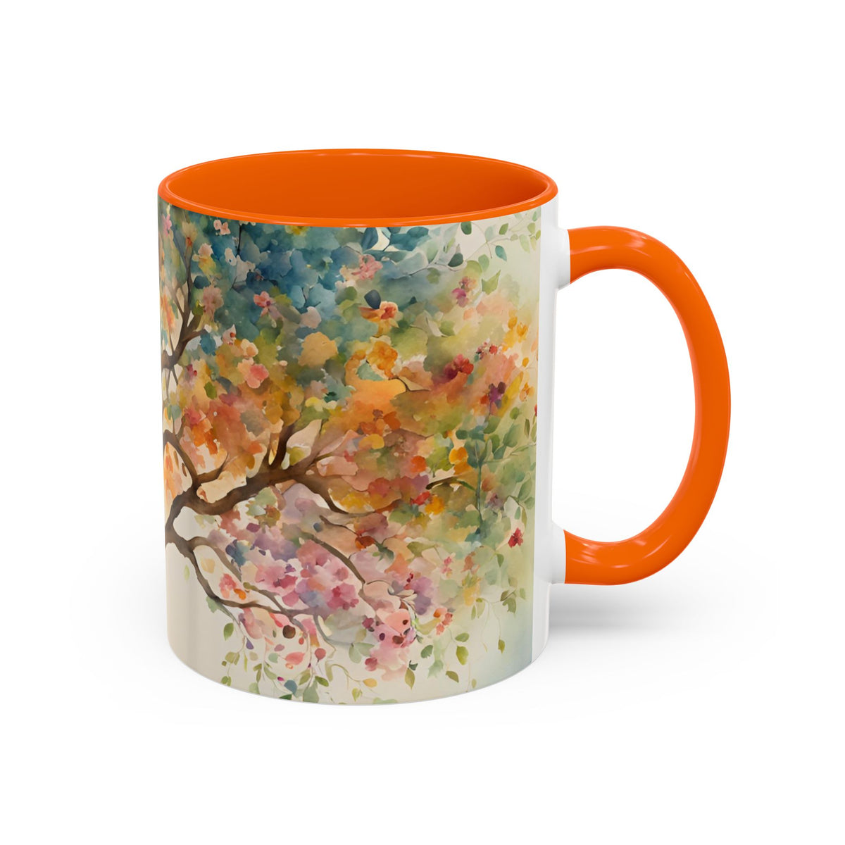 Watercolor Tree Accent Coffee Mug — Colorful Nature Art 11/15oz